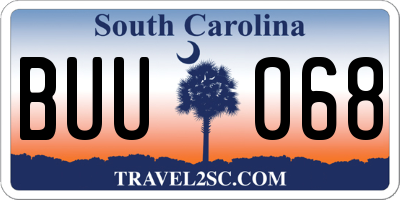 SC license plate BUU068