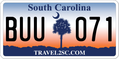 SC license plate BUU071