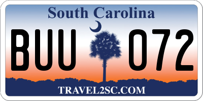 SC license plate BUU072