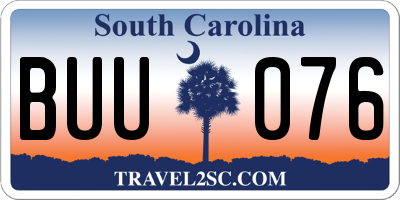 SC license plate BUU076