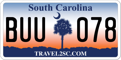 SC license plate BUU078