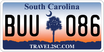 SC license plate BUU086
