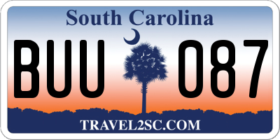 SC license plate BUU087