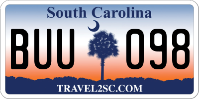 SC license plate BUU098