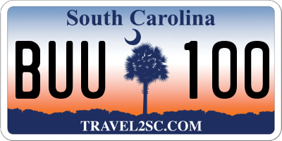 SC license plate BUU100