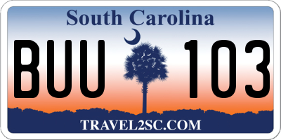 SC license plate BUU103