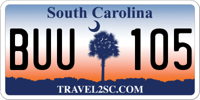 SC license plate BUU105