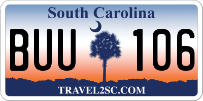 SC license plate BUU106