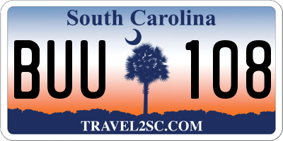 SC license plate BUU108