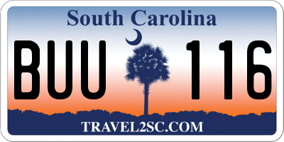SC license plate BUU116