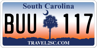 SC license plate BUU117