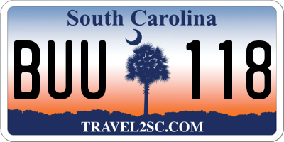 SC license plate BUU118