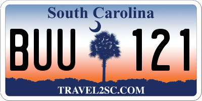 SC license plate BUU121