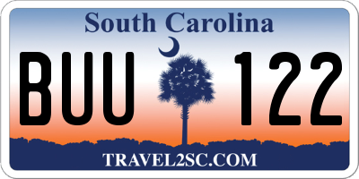 SC license plate BUU122
