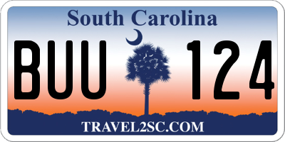 SC license plate BUU124