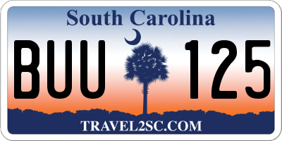 SC license plate BUU125