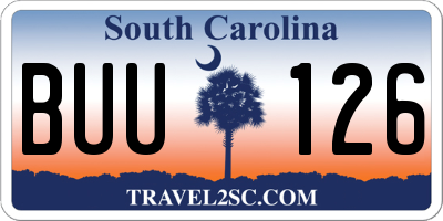 SC license plate BUU126