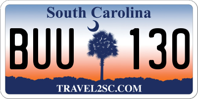 SC license plate BUU130