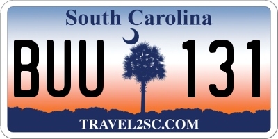 SC license plate BUU131
