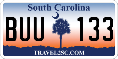 SC license plate BUU133