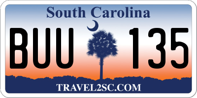 SC license plate BUU135