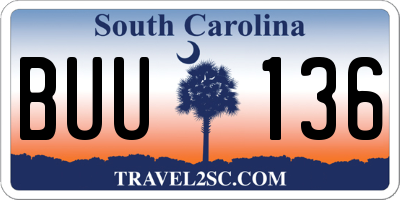 SC license plate BUU136