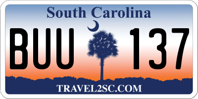 SC license plate BUU137
