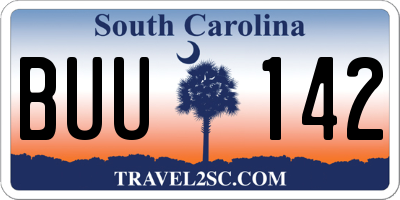 SC license plate BUU142