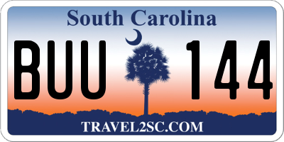 SC license plate BUU144