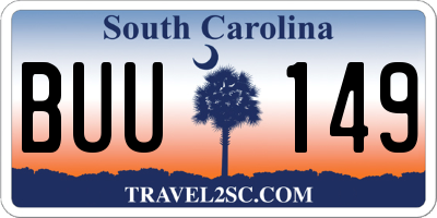 SC license plate BUU149