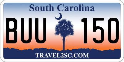 SC license plate BUU150