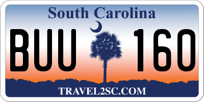 SC license plate BUU160