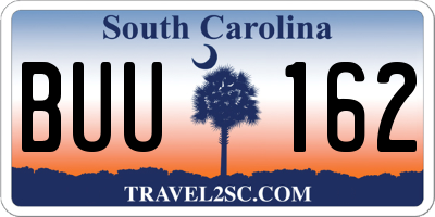 SC license plate BUU162