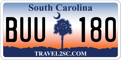 SC license plate BUU180