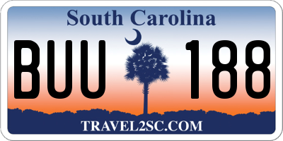 SC license plate BUU188