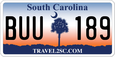 SC license plate BUU189