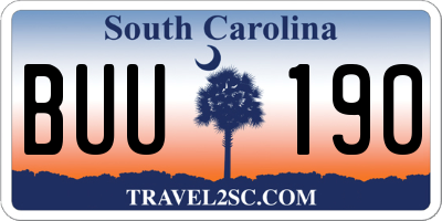 SC license plate BUU190