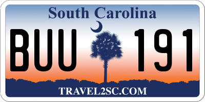 SC license plate BUU191