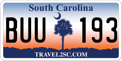 SC license plate BUU193