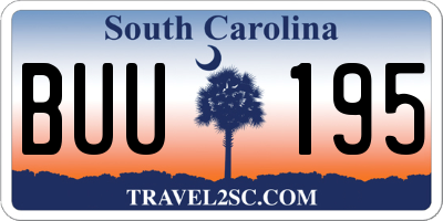 SC license plate BUU195