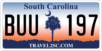 SC license plate BUU197