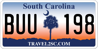 SC license plate BUU198