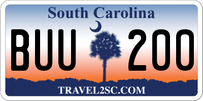 SC license plate BUU200