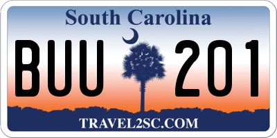 SC license plate BUU201