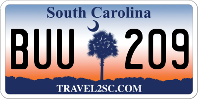 SC license plate BUU209