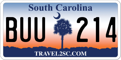 SC license plate BUU214