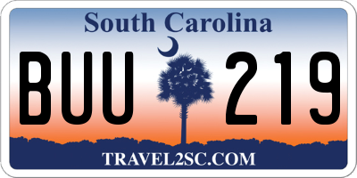SC license plate BUU219