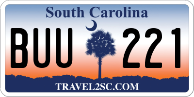 SC license plate BUU221