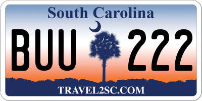 SC license plate BUU222