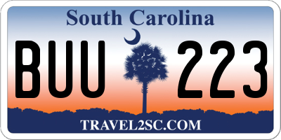 SC license plate BUU223